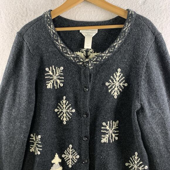 Womens Hand Embroidered Novelty Cardigan Sweater Sz XL  Winter Holiday Festive - Picture 2 of 12
